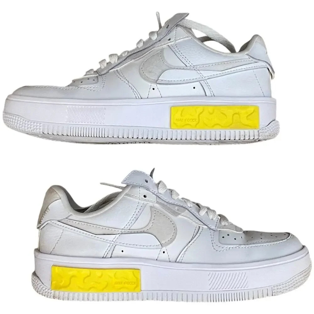 Nike Air Force 1 Af1 Fontanka White Yellow Womens Us 6 Athletic Low Da-7024-101